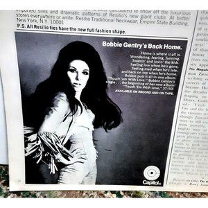 1969 Bobbie Gentry Back Home Capitol Records Vintage Print Ad Original